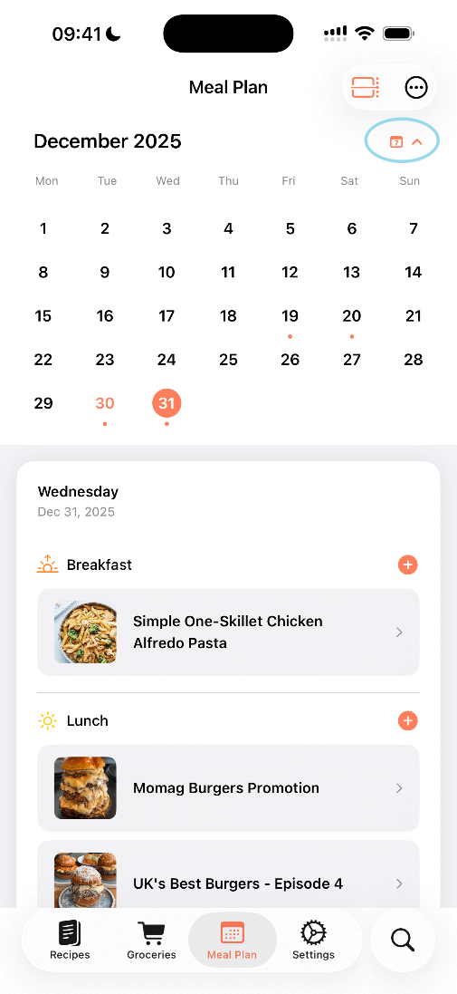 Switch between month/week view