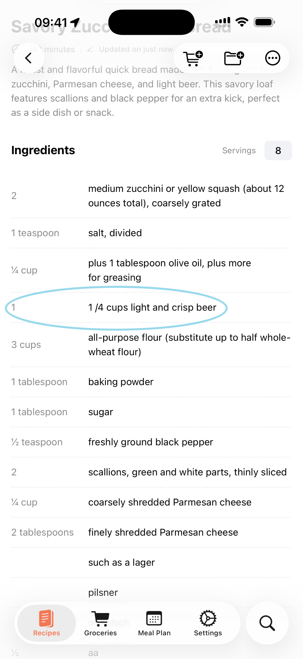 Example of ingredient issue