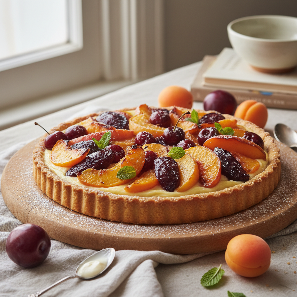 Stone Fruit Custard Tart