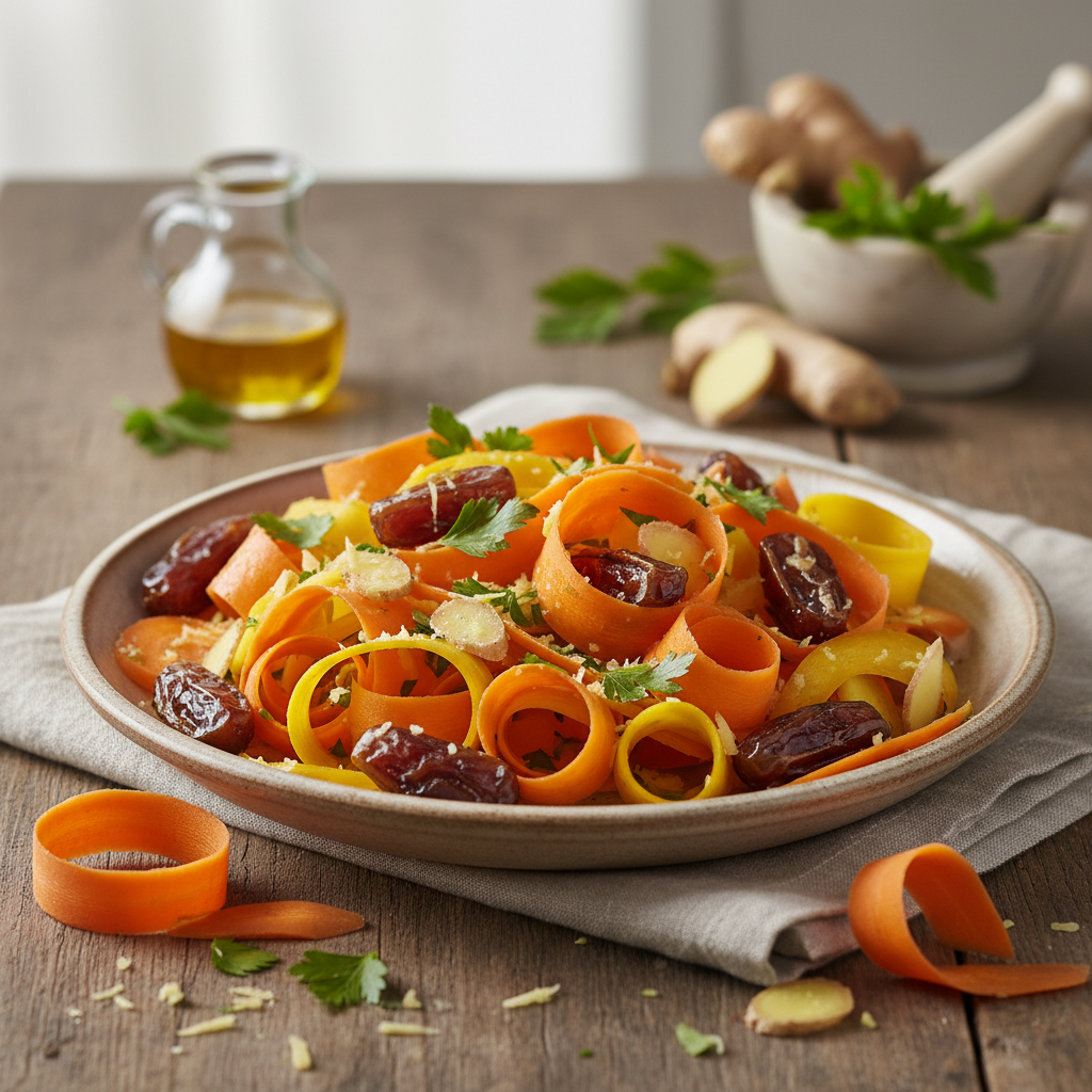 Carrot Ribbon Salad With Ginger, Parsley, and Dates