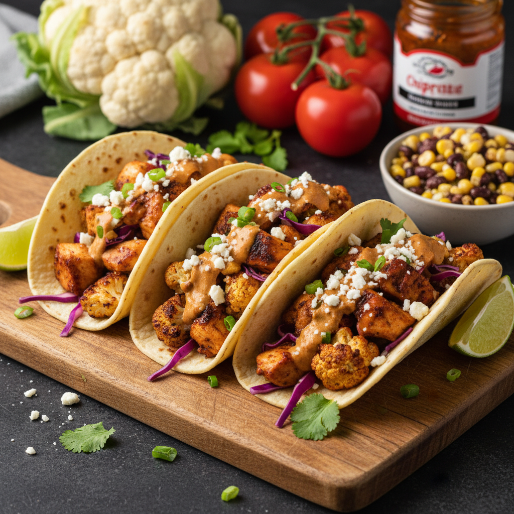Chipotle Chicken and Cauliflower Tacos