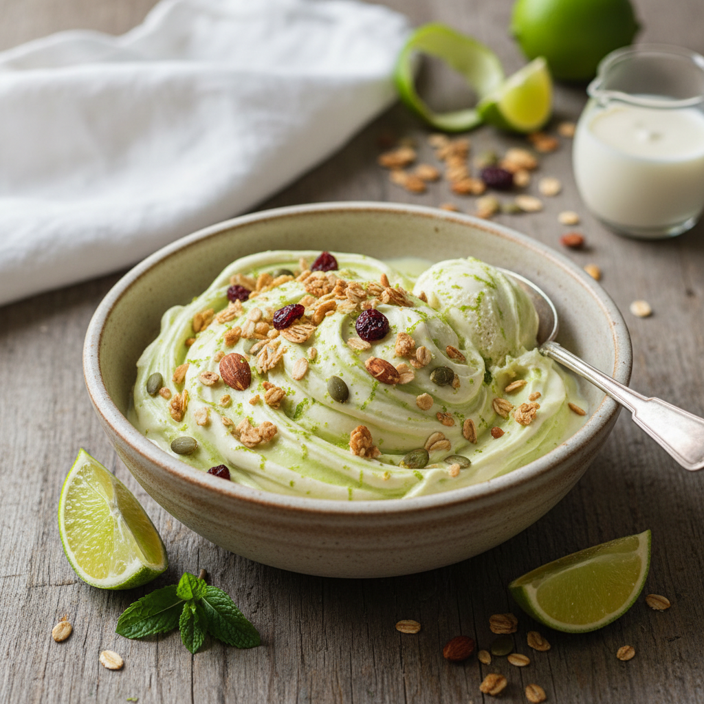 No-Churn Labneh and Lime Ice Cream With Granola